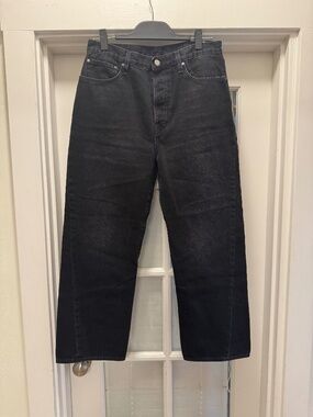 Totême Twisted Seam Denim Full Length Wide-Leg Jeans Washed Black (30/32)